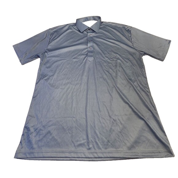NWOT Collars & Co Mens 2XL Dress Collar Polo Shirt Slate Blue Geometric Print - Picture 2 of 8